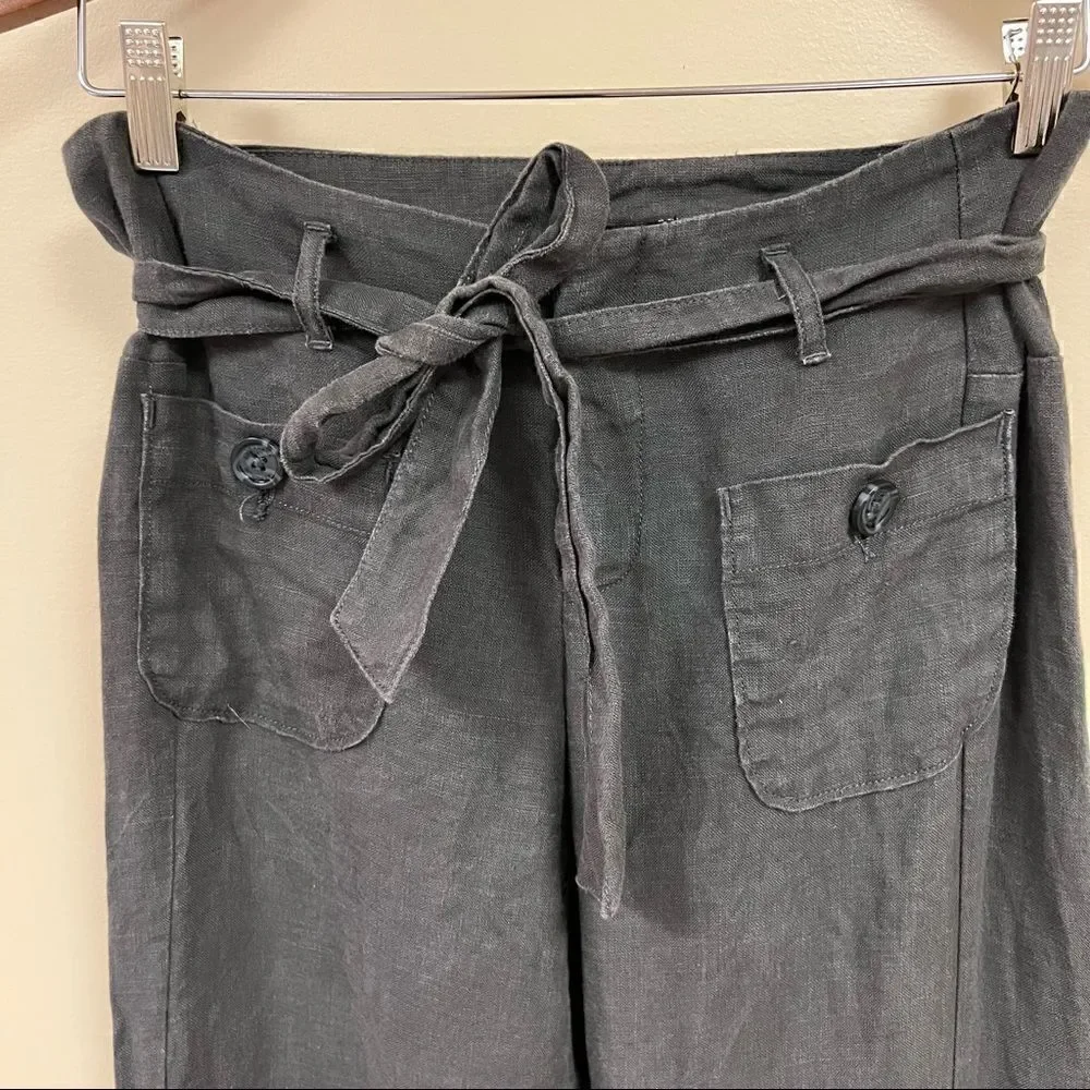 👠Banana Republic wide leg grey linen pants.  Size 2